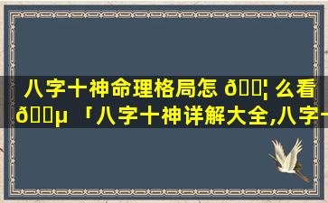 八字十神命理格局怎 🐦 么看 🌵 「八字十神详解大全,八字十神怎么看」